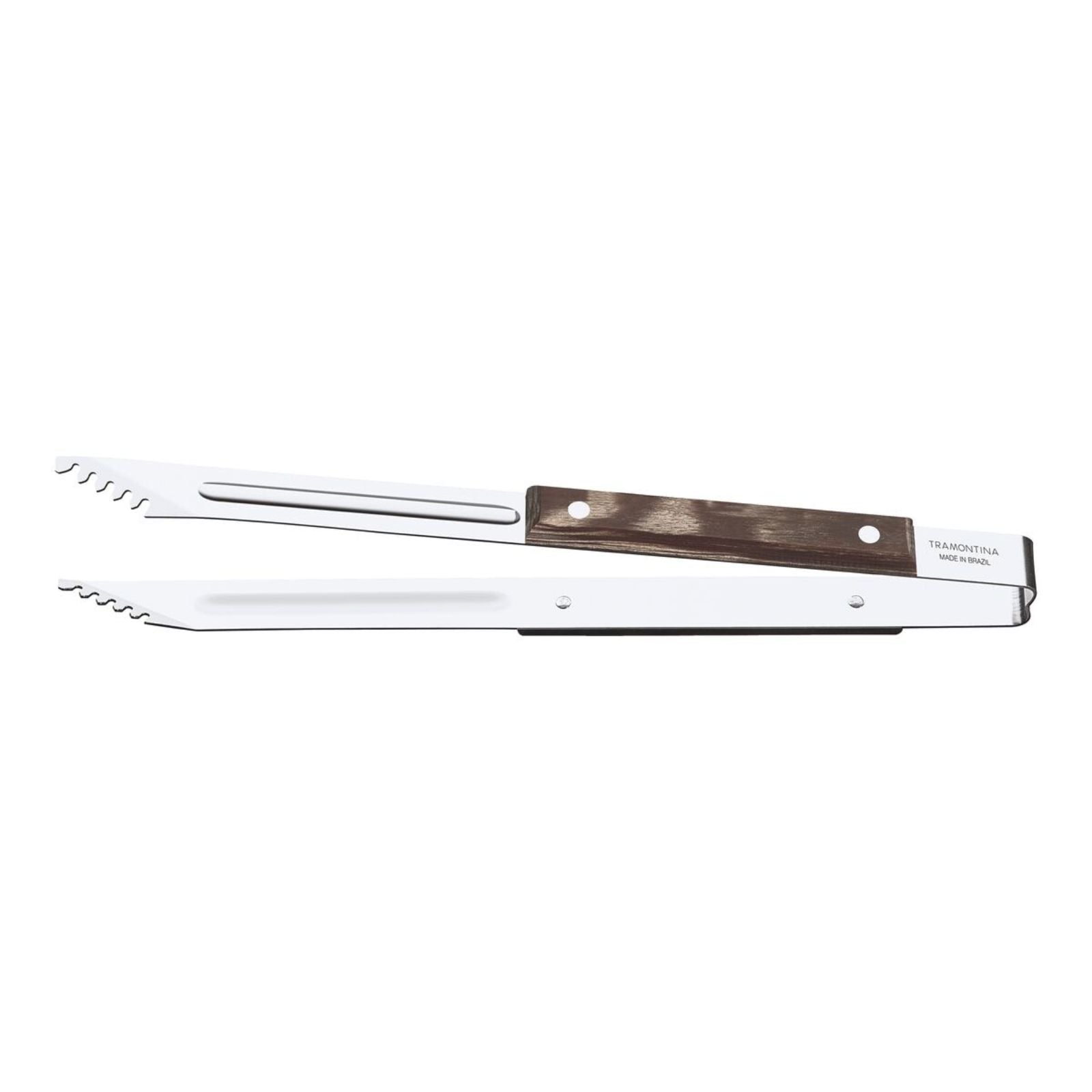 Kit para asado Tramontina con Cubiertos Jumbo de Acero Inoxidable, Mango Castaño Polywood con Tabla y Estuche de Madera, 17 piezas.