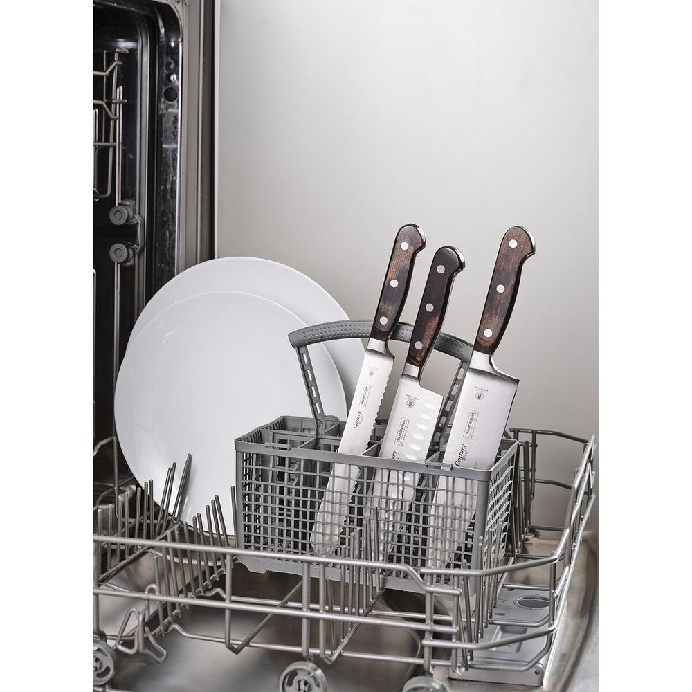 Cuchillo Santoku Tramontina Century Wood con Lámina de Acero Inoxidable y Mango de Madera Tratada Castaño 7"