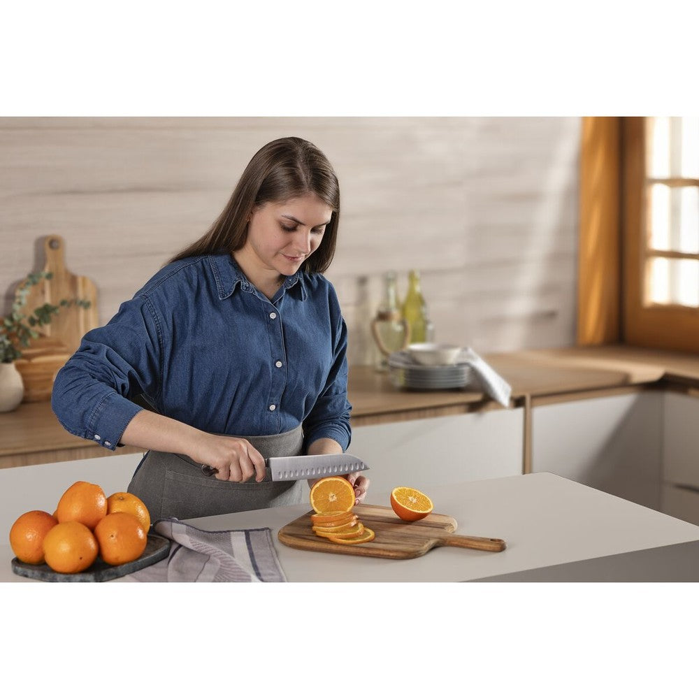 Cuchillo Santoku Tramontina Century Wood con Lámina de Acero Inoxidable y Mango de Madera Tratada Castaño 7"