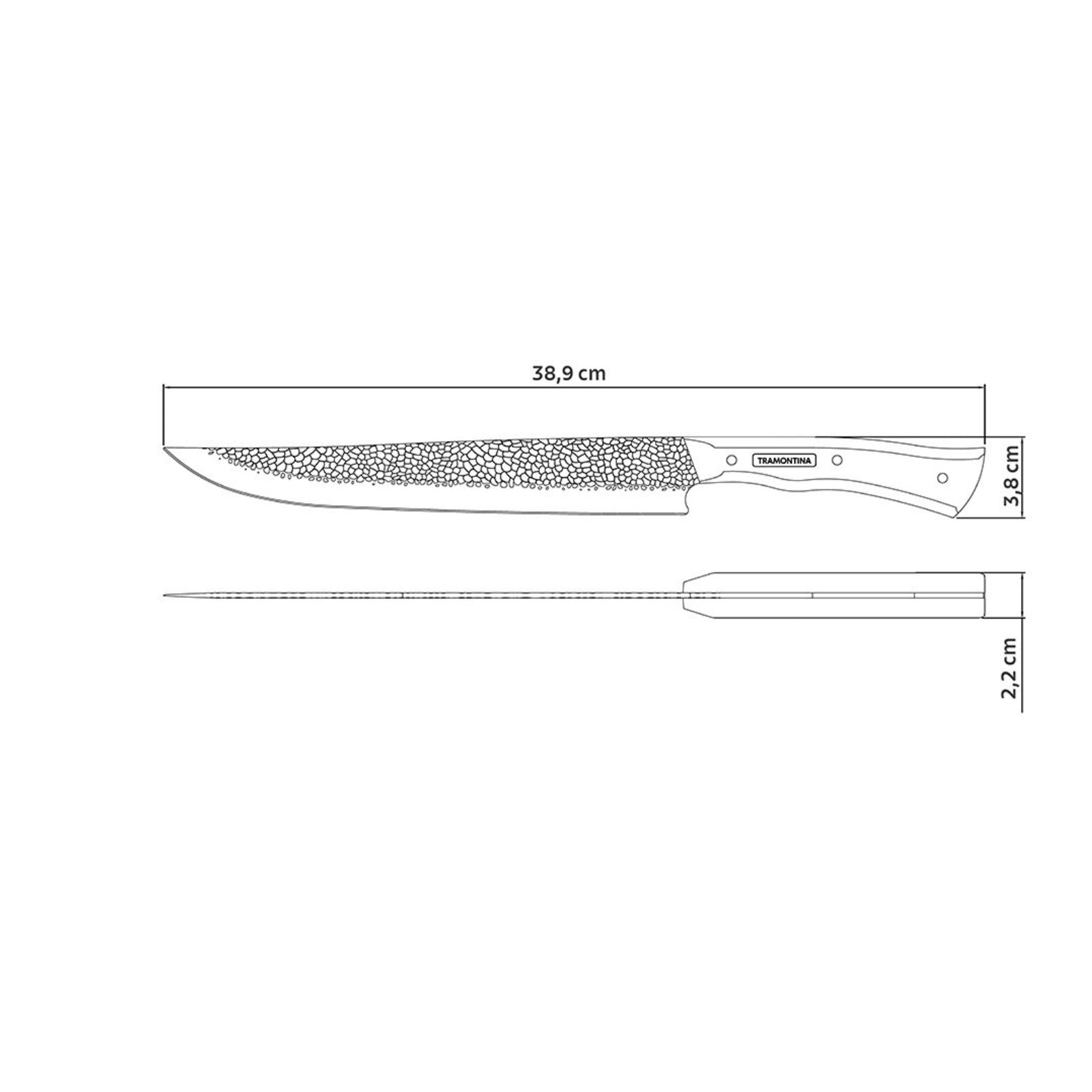 Cuchillo de Carnicero Tramontina Nômade con Lámina de Acero Inoxidable y Mango de Madera con Vaina de Cuero 10"
