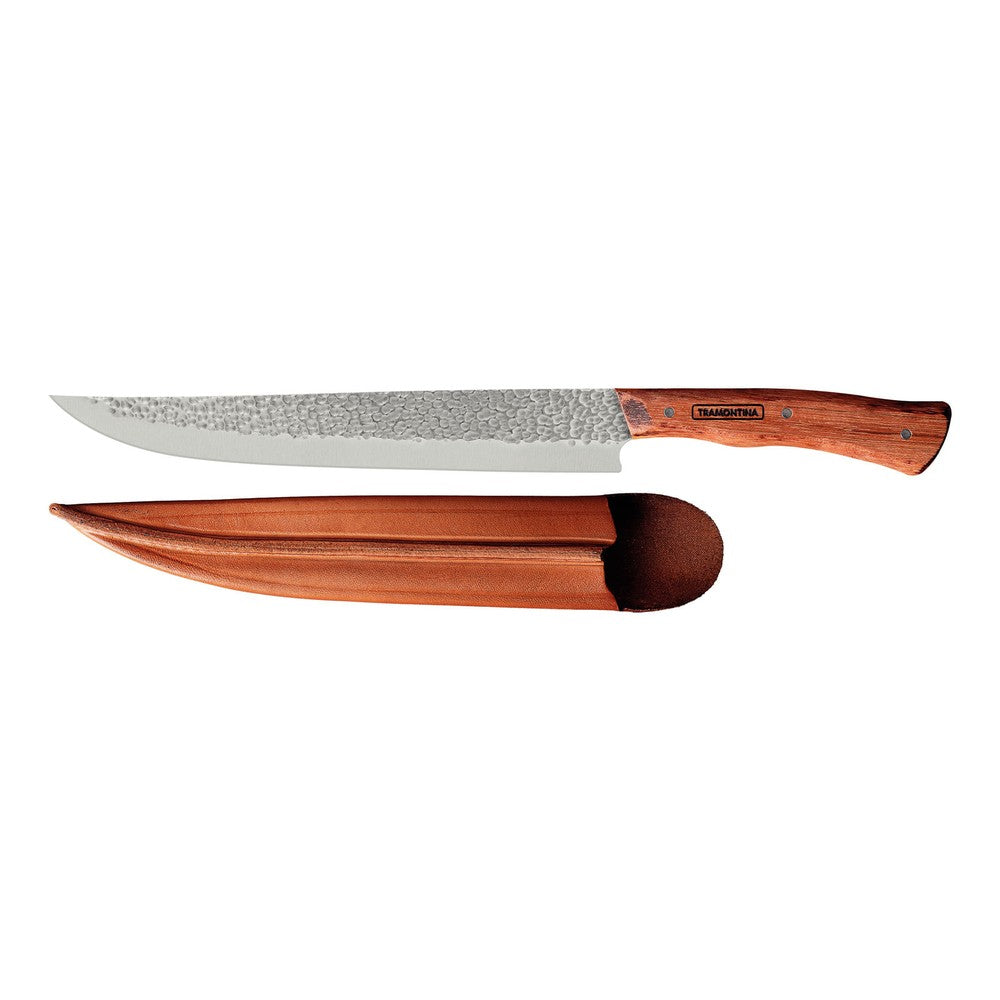 Cuchillo de Carnicero Tramontina Nômade con Lámina de Acero Inoxidable y Mango de Madera con Vaina de Cuero 10"