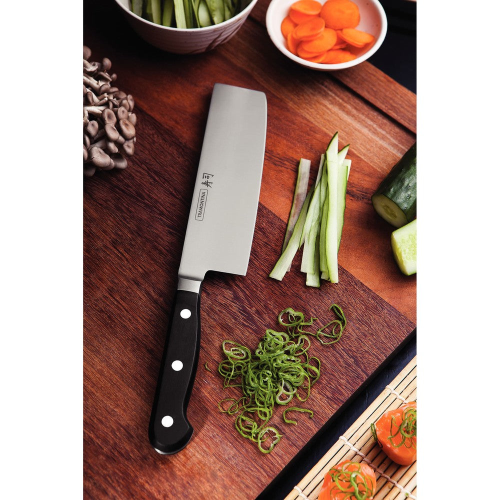 Cuchillo Nakiri Tramontina Sushi con Lámina de Acero Inoxidable y Mango de Policarbonato y Fibra de Vidrio 7"