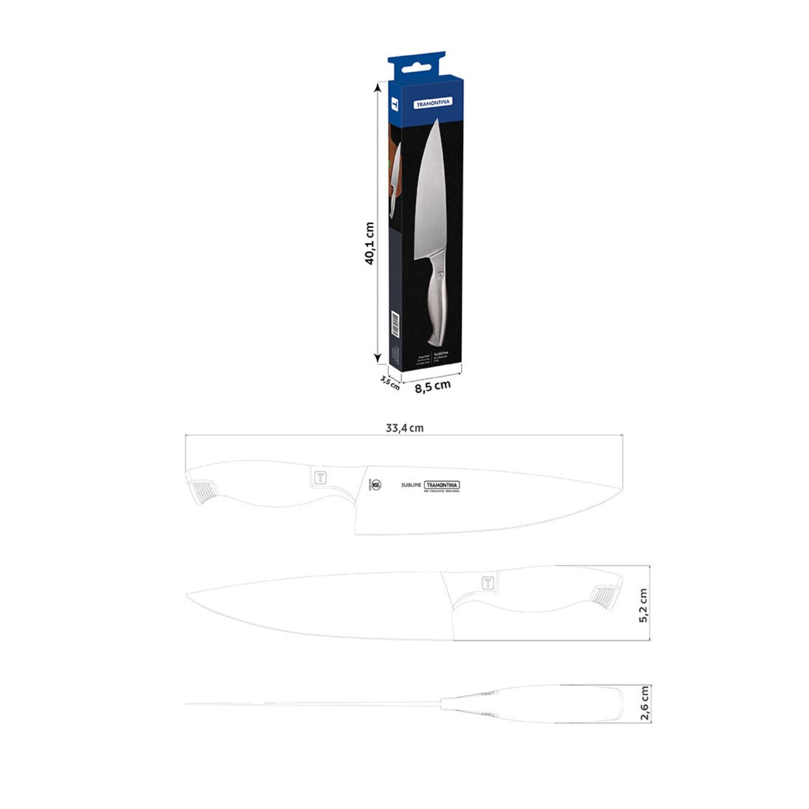 Cuchillo Chef Tramontina Sublime en Acero Inoxidable 8"