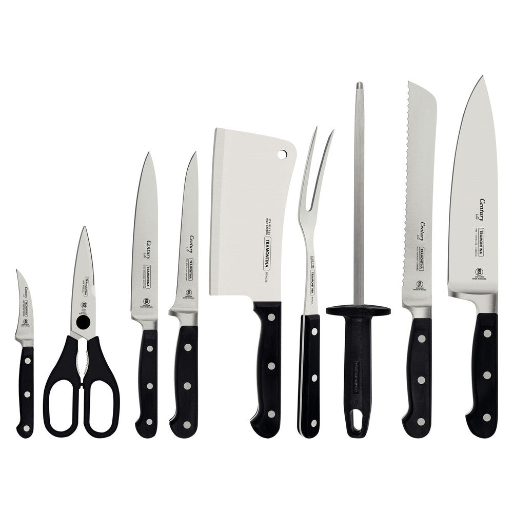 Kit Chef Tramontina con Láminas en Acero Inoxidable y Mangos en Policarbonato y Fibra de Vidrio con Estuche 10 Piezas