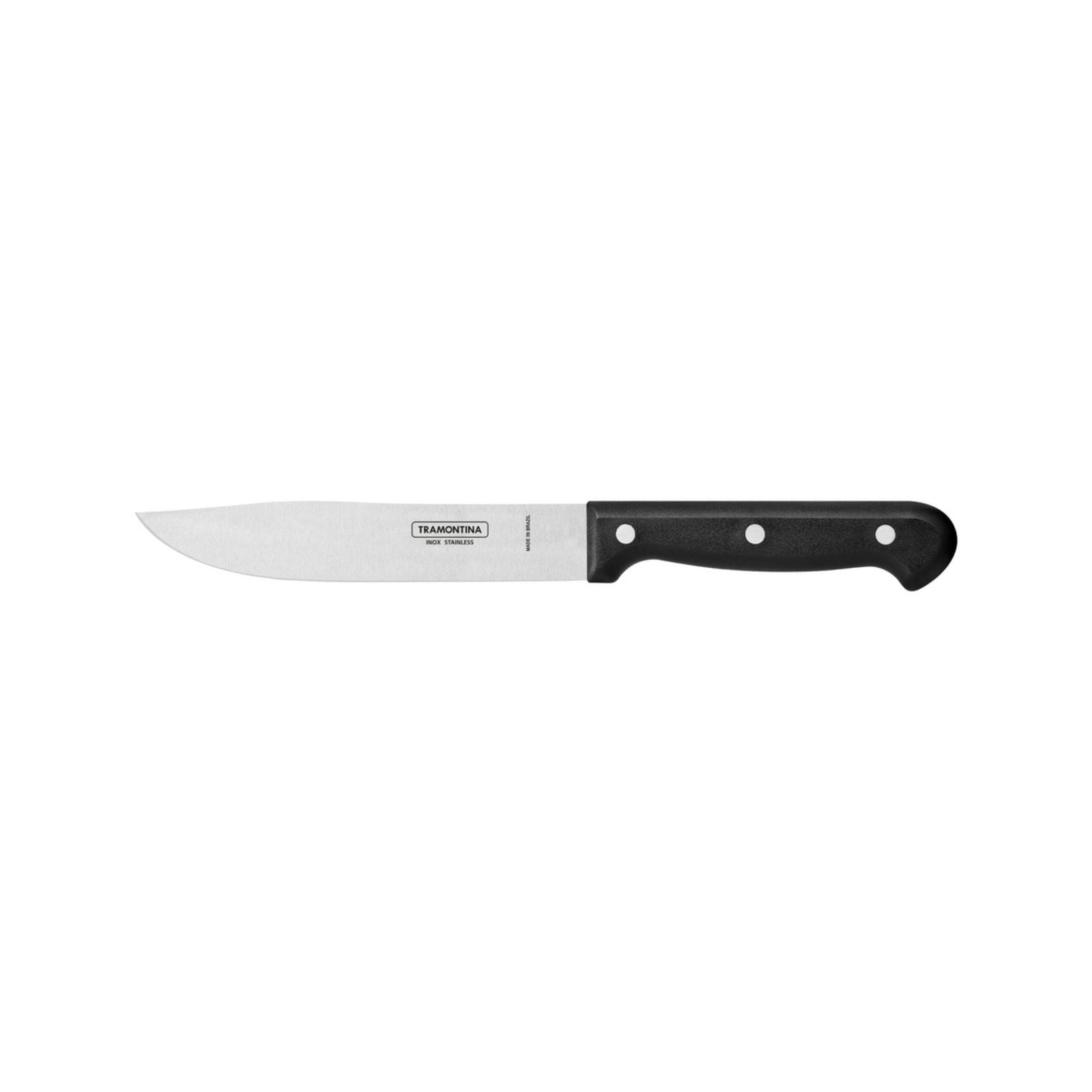 Juego de Cuchillos Tramontina Ultracorte con Láminas de Acero Inoxidable, Mangos de Polipropileno negro y soporte de madera 6 Piezas