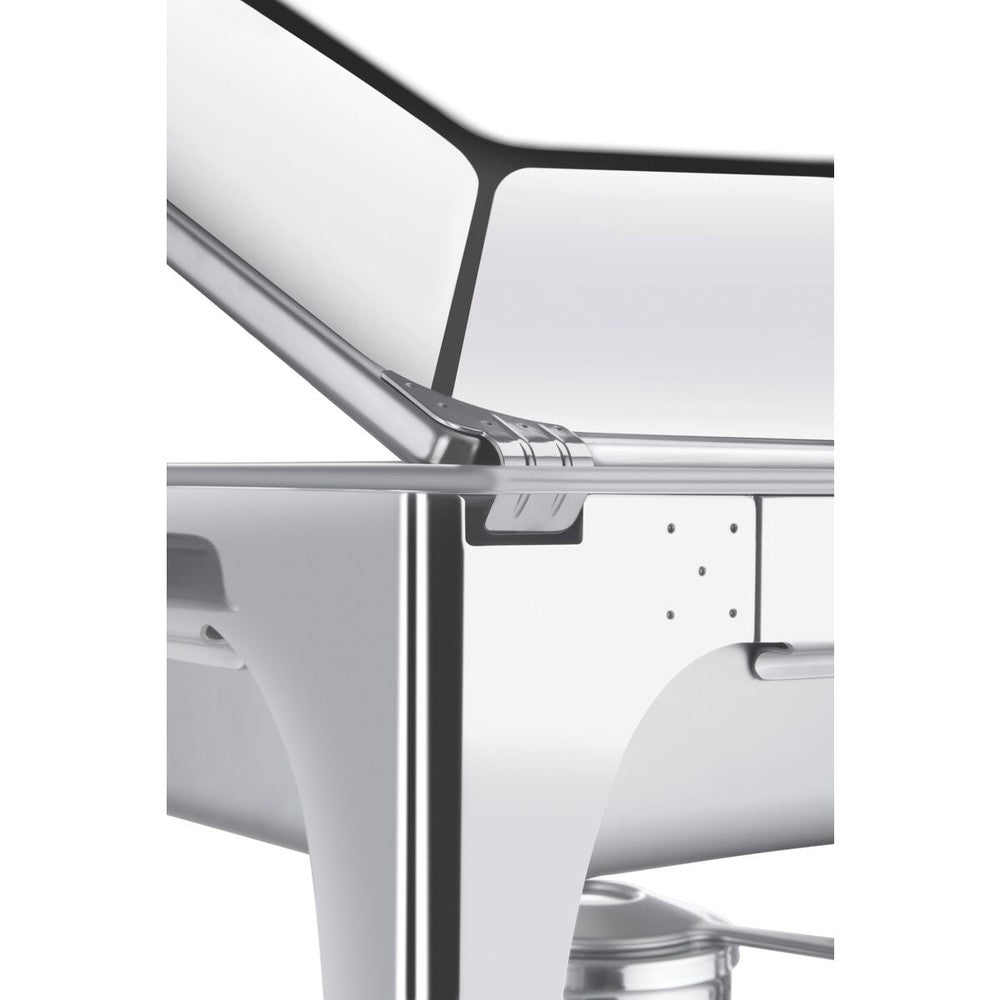 Rechaud rectangular de acero inoxidable baño maría, tapa móvil con brasero y cuba GN 1/1 y 9l Tramontina