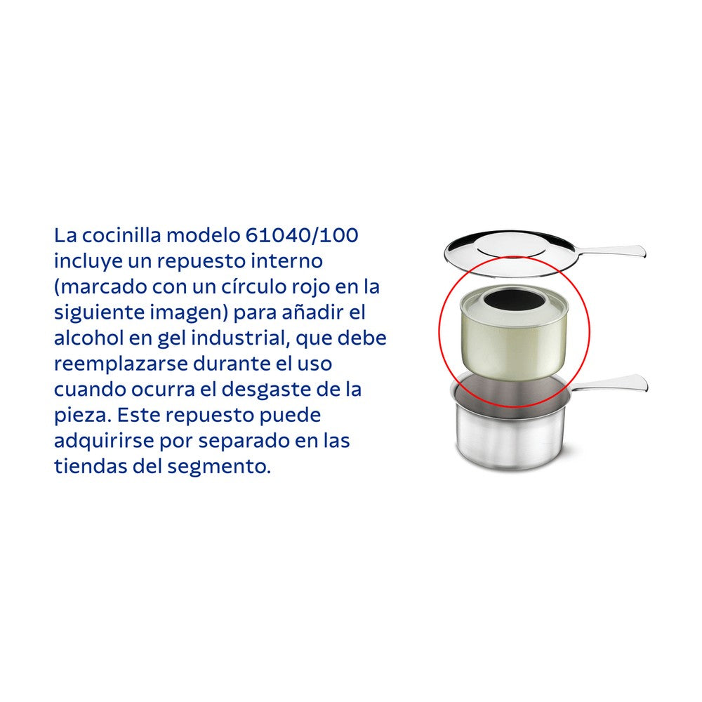 Rechaud baño maría de acero inoxidable de 7 l con hornalla