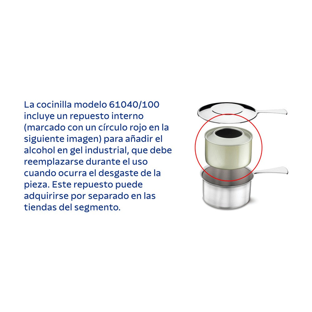 Rechaud baño maría de acero inoxidable de 7 l con hornalla