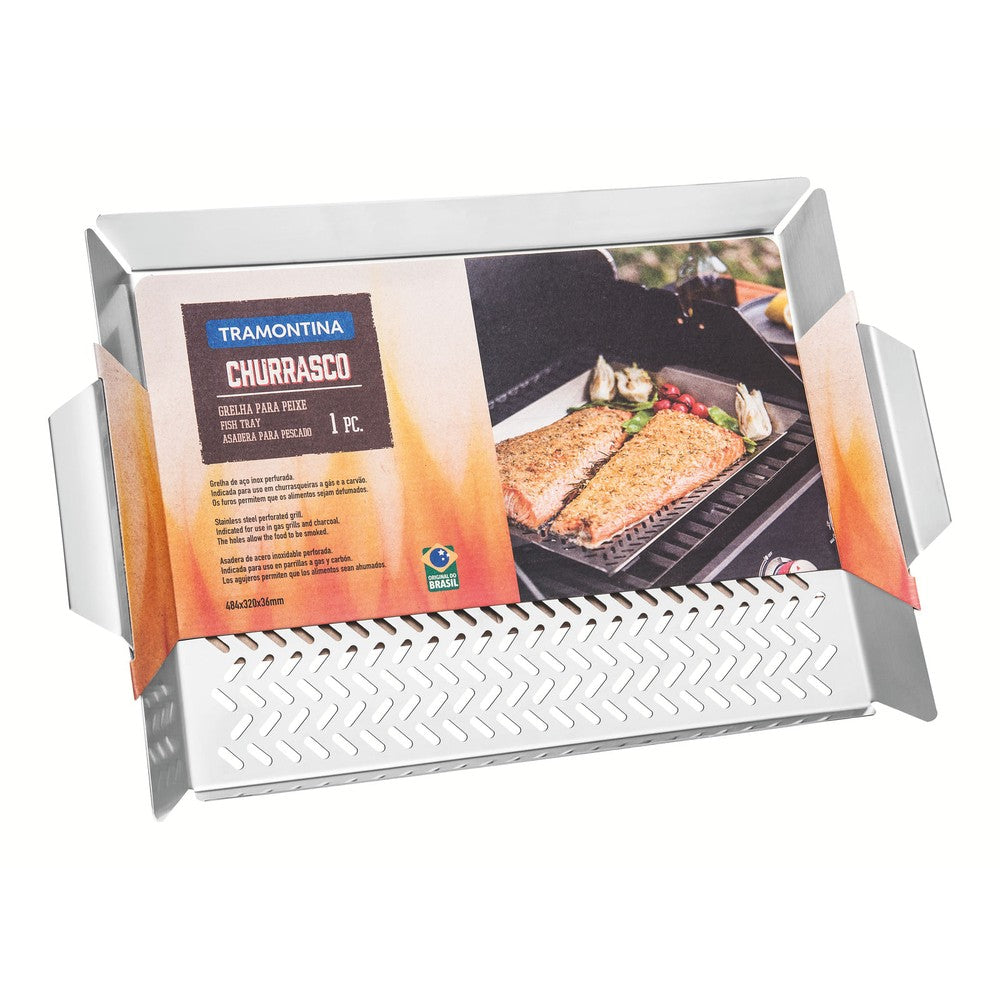 Asadera Tramontina Cosmos para pescado de acero inoxidable 48 x 32 cm