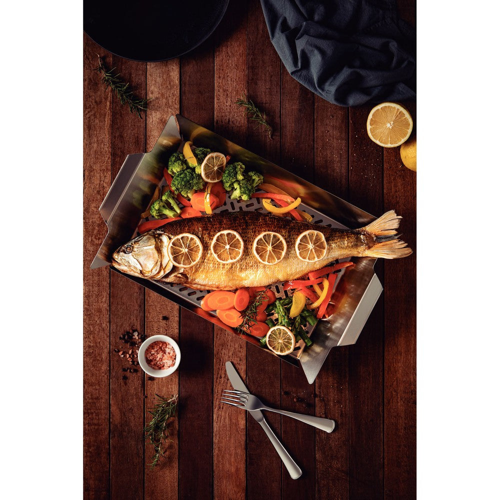 Asadera Tramontina Cosmos para pescado de acero inoxidable 48 x 32 cm