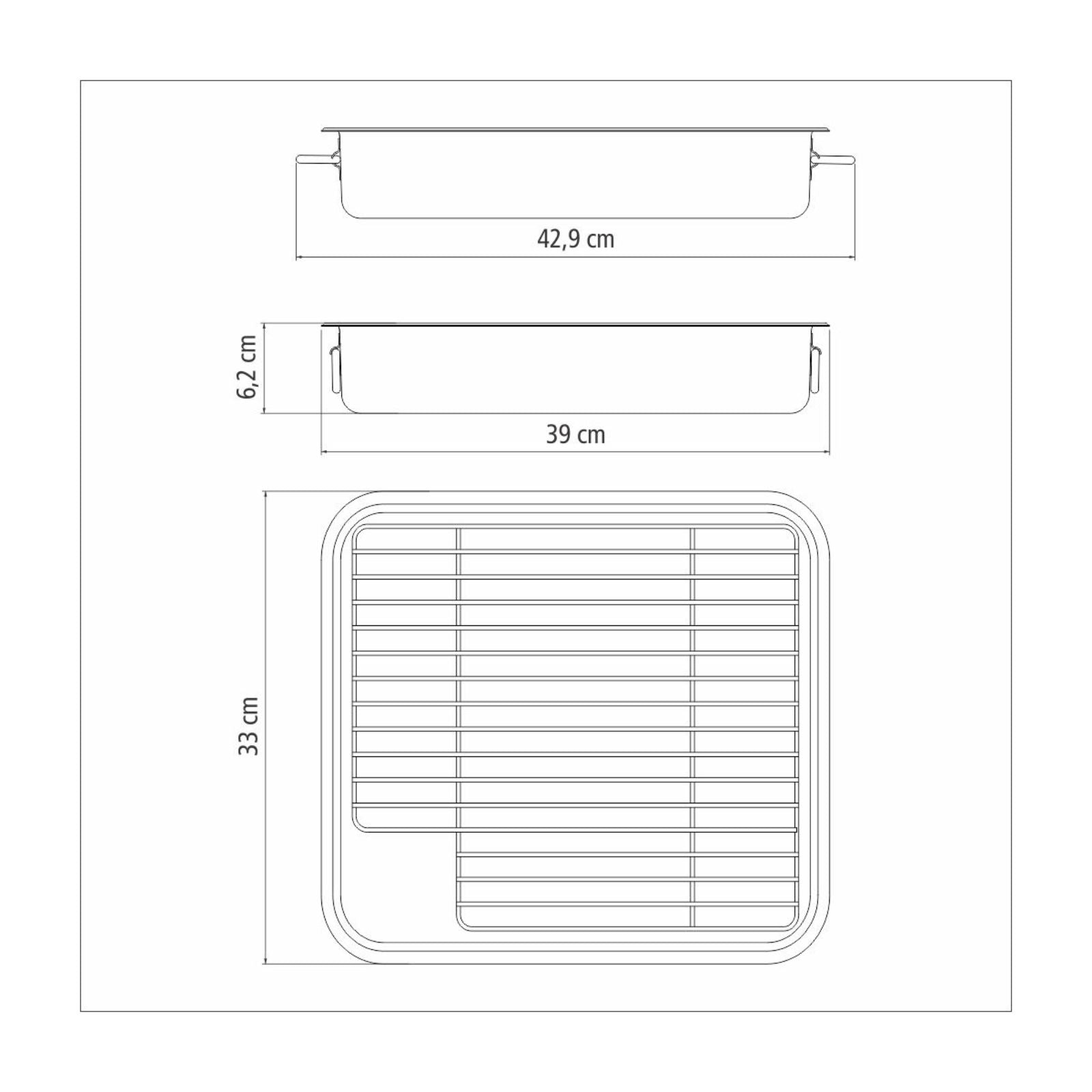 Fuente de hornear Tramontina Service de acero inoxidable con parrilla 39 x 33 cm 6,4 L