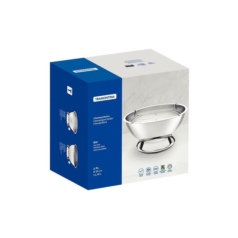 Champañera Tramontina de acero inoxidable con soporte para 4 botellas 36 cm 12,4 L
