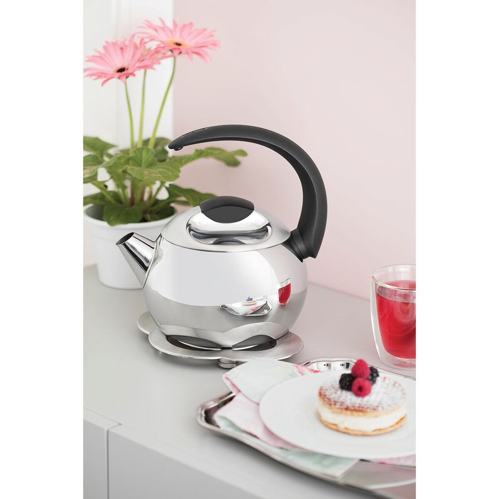 Tetera de acero inoxidable con mango negro 14,5 cm y 2,25 l Tramontina