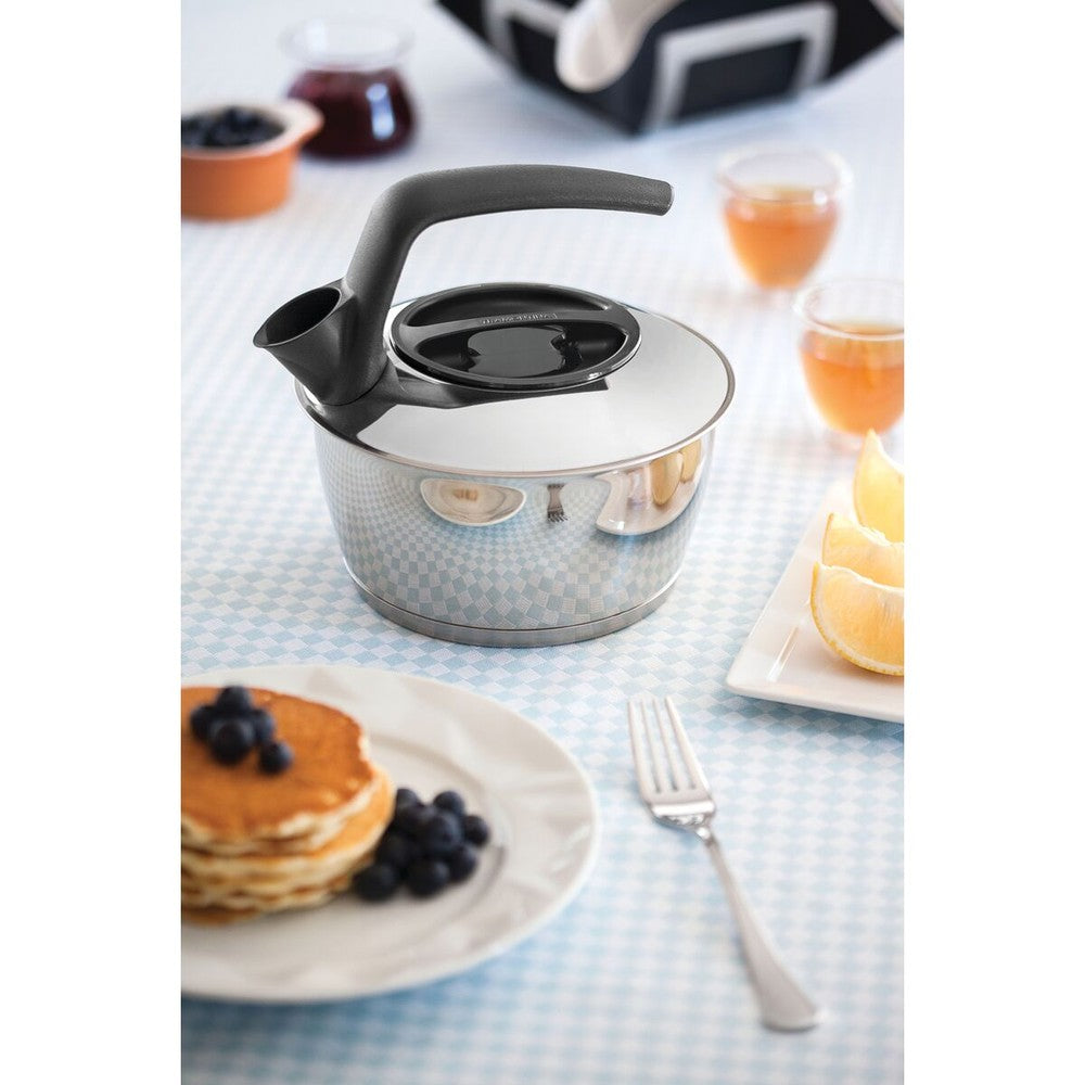 Tetera Tramontina de acero inoxidable con fondo triple mango negro 1,5 L