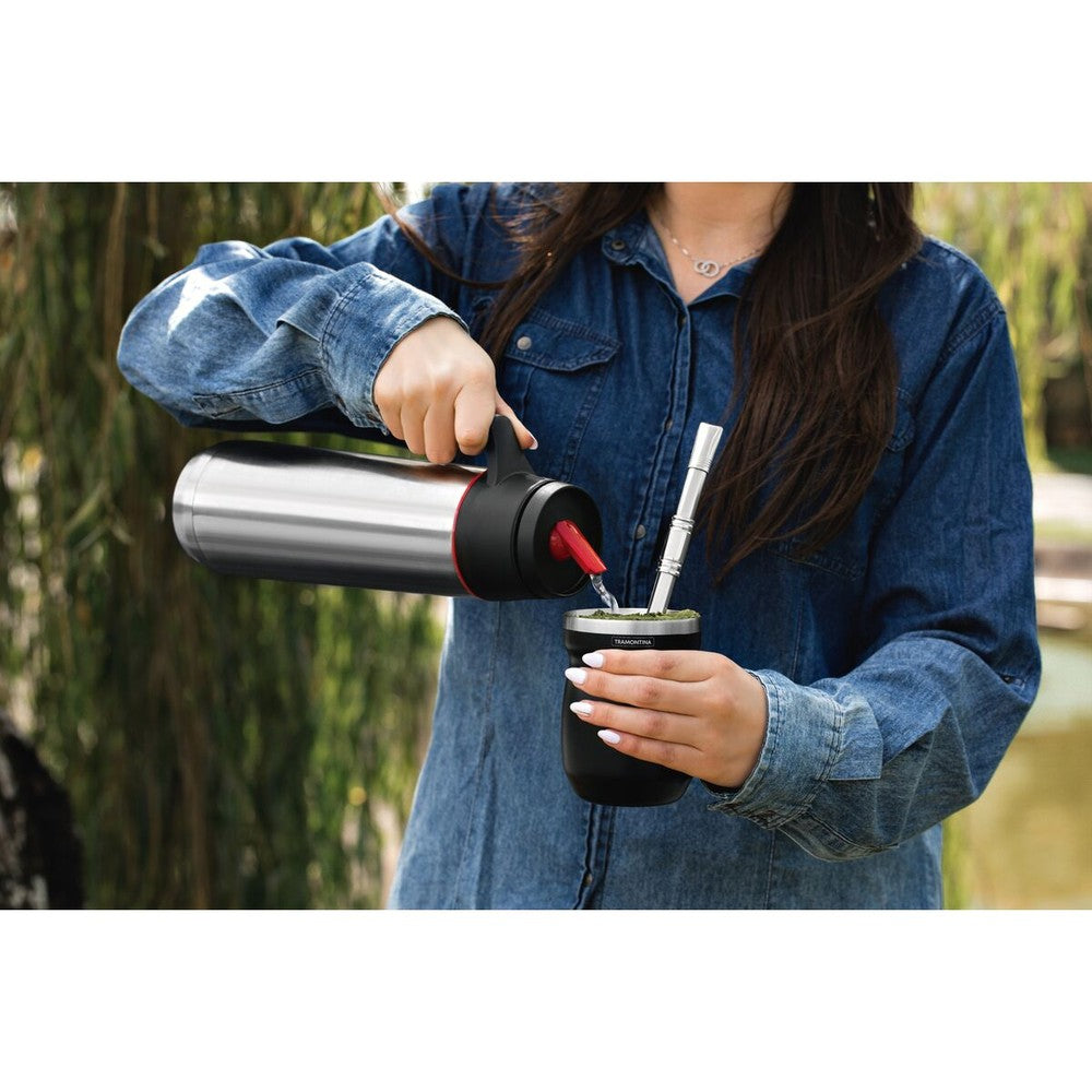 Termo con sifón Exata de acero inoxidable con ampolla de acero 1 L Tramontina