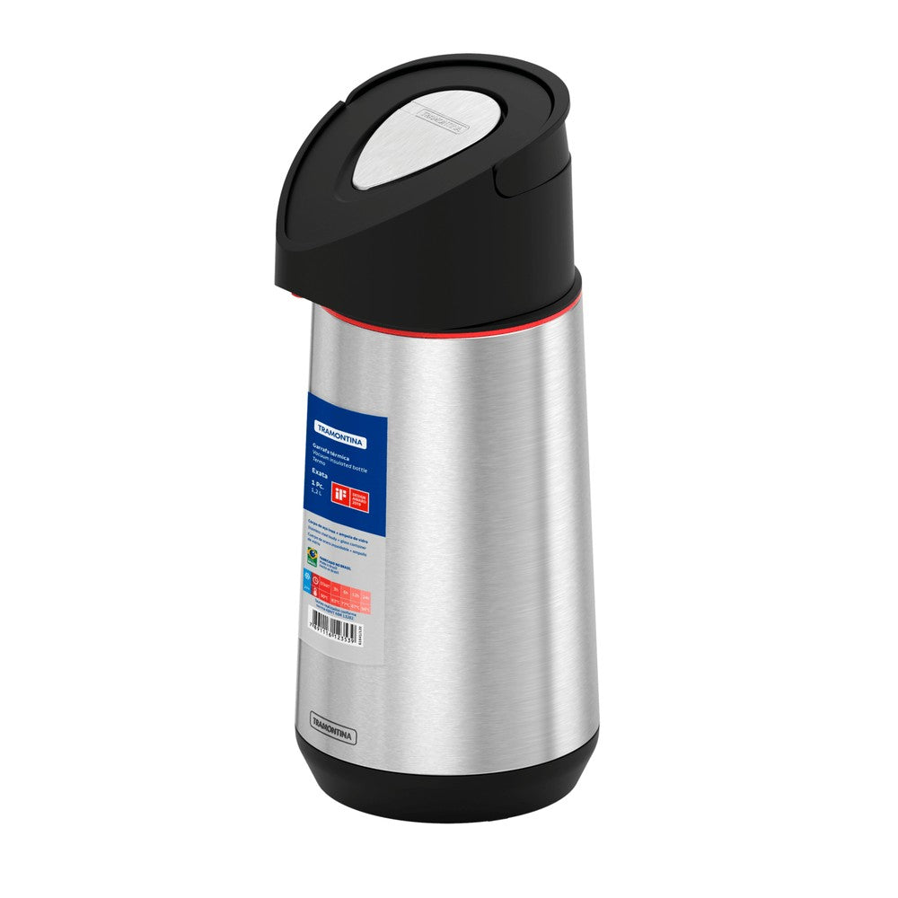 Termo con sifón Tramontina Exata de acero inoxidable con ampolla de vidrio 1,2 L
