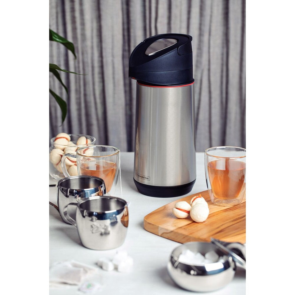 Termo con sifón Tramontina Exata de acero inoxidable con ampolla de vidrio 1,2 L