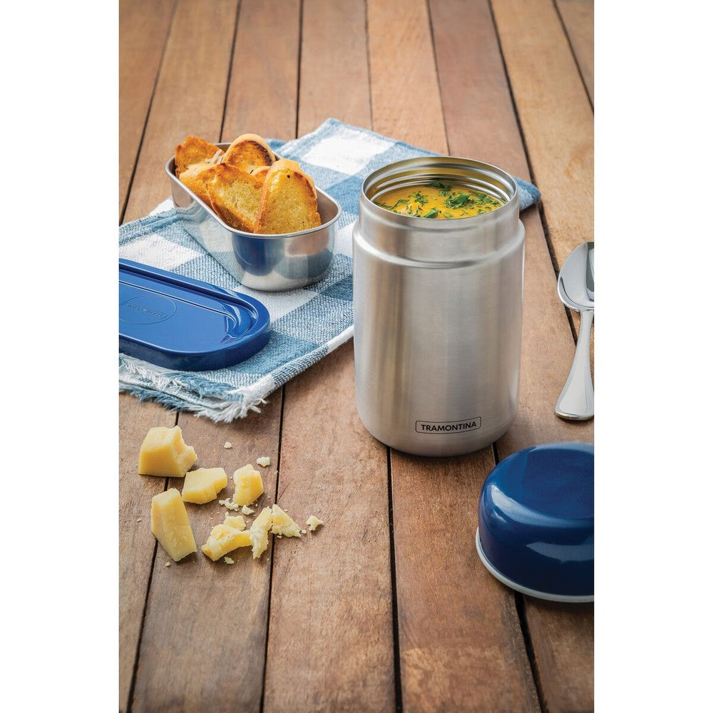 Contenedor térmico de acero inoxidable con tapa azul de 400 ml Tramontina