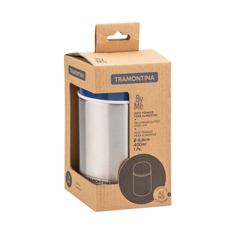 Contenedor térmico de acero inoxidable con tapa azul de 400 ml Tramontina