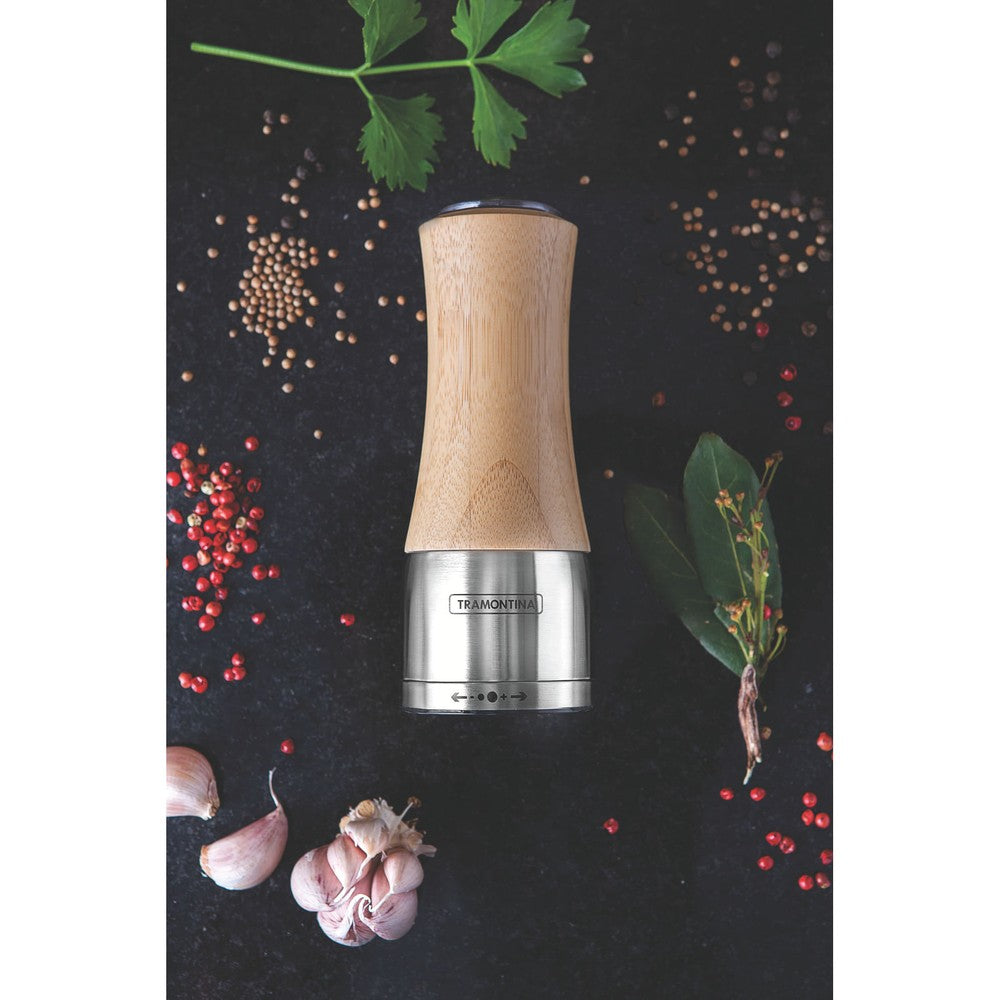 Molinillo Tramontina Realce para sal o pimienta de bambú y acero inoxidable con molino de cerámica