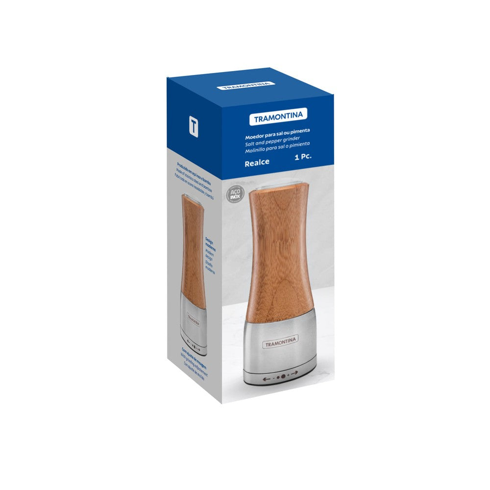 Molinillo Tramontina Realce para sal o pimienta de bambú y acero inoxidable con molino de cerámica