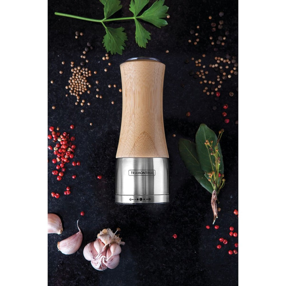 Molinillo Tramontina Realce para sal o pimienta de bambú y acero inoxidable con molino de cerámica