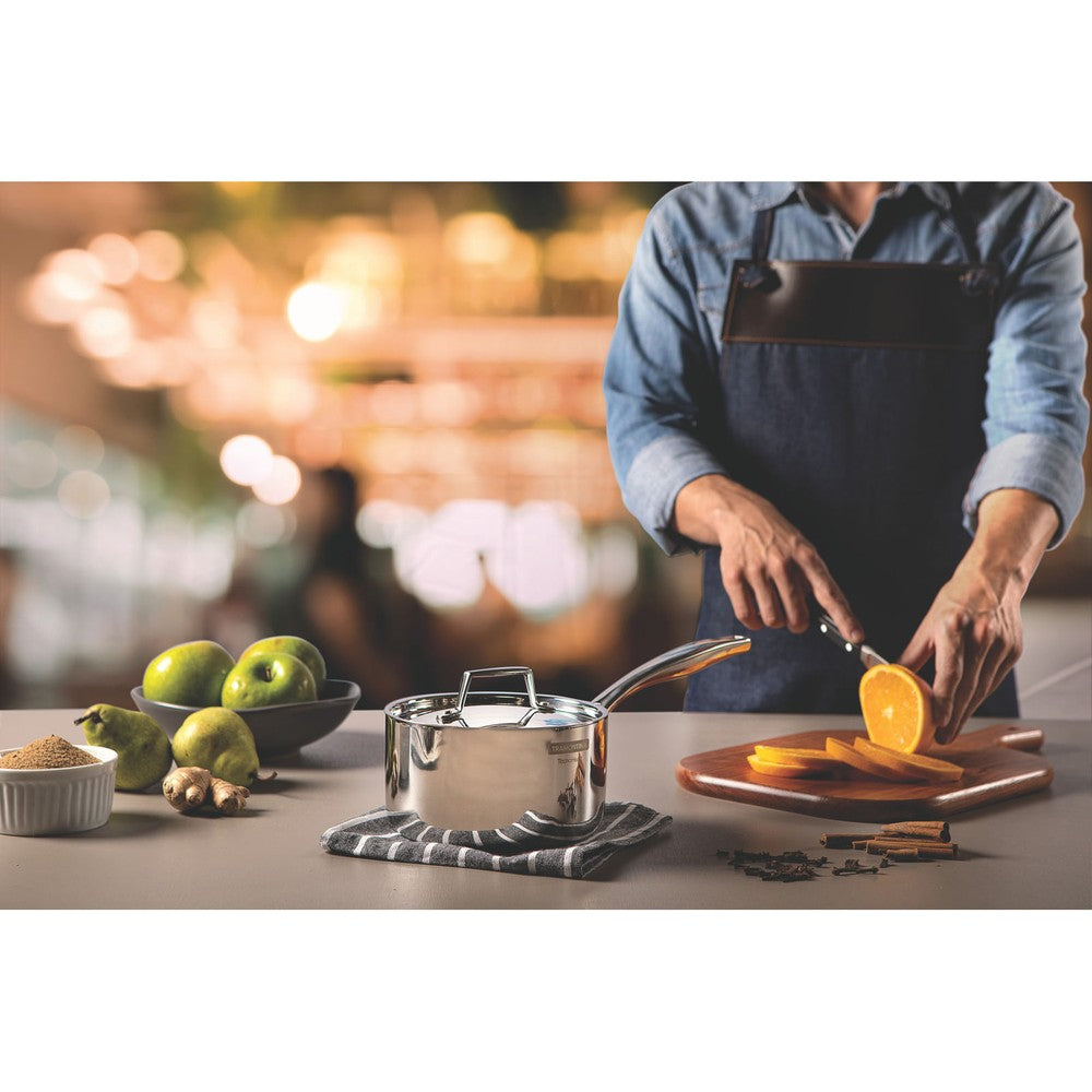 Olla Tramontina Grano de acero inoxidable cuerpo triple con tapa y mango 20 cm 3,1 L