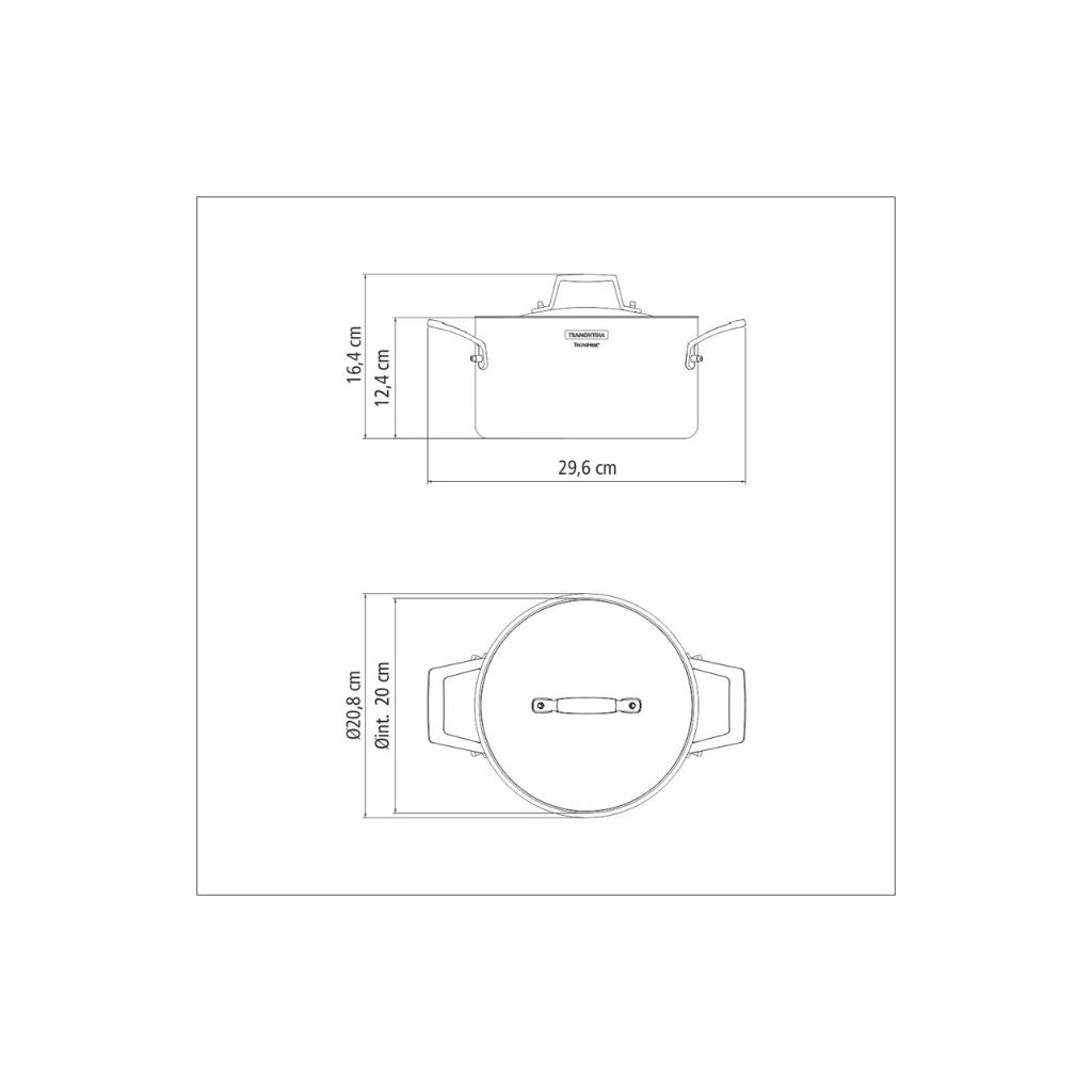 Cacerola Tramontina Grano honda de acero inoxidable cuerpo triple con tapa y asas 20 cm 3,8 L