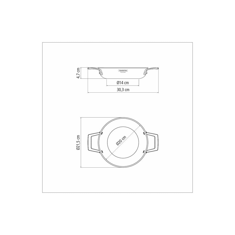 Sartén Pergamino Tramontina Grano en Acero Inoxidable con Cuerpo Triple 20 cm 1,2 L Sin Embalaje