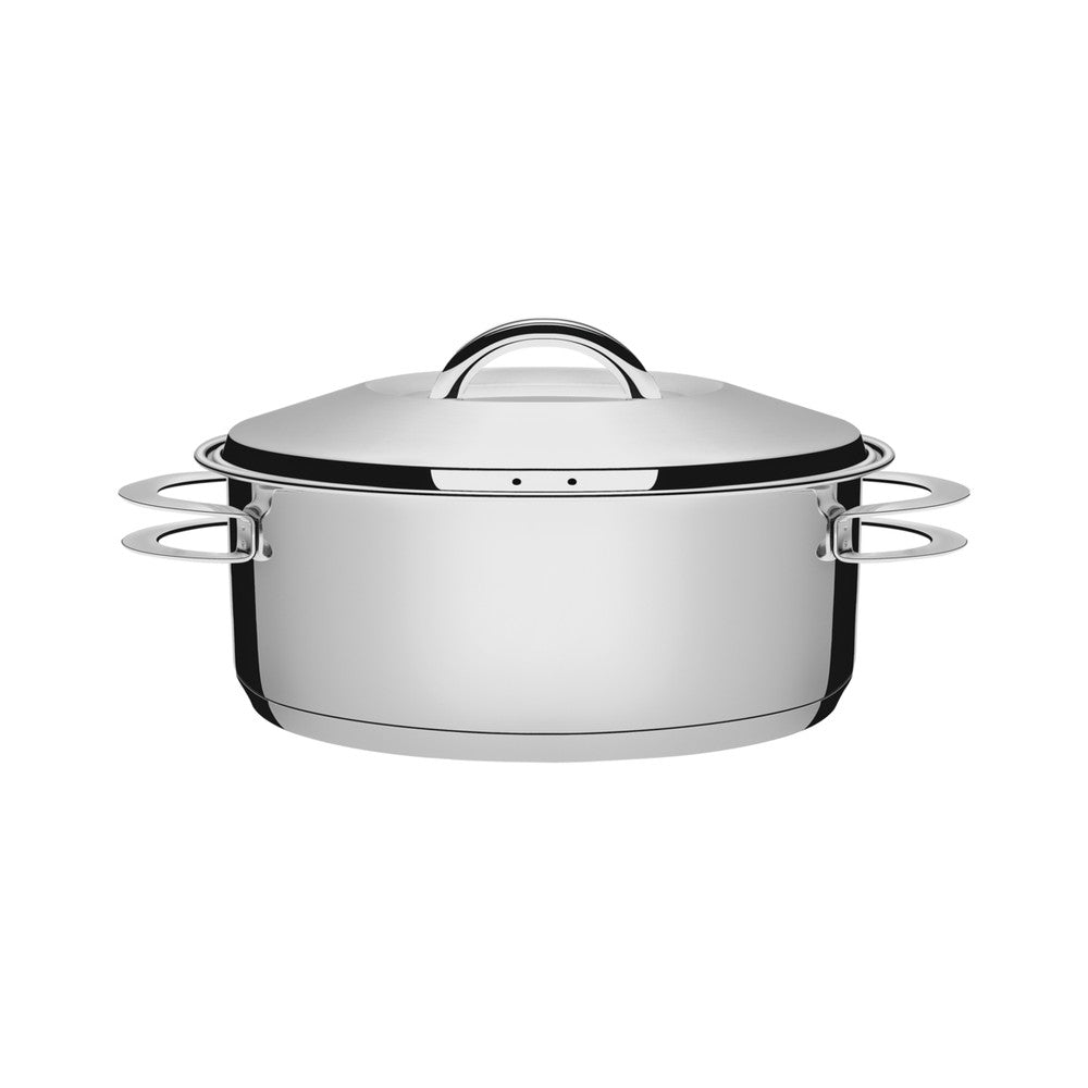 Cacerola Tramontina Solar rasa de acero inoxidable fondo triple con tapa y asas 24 cm 4,7 L