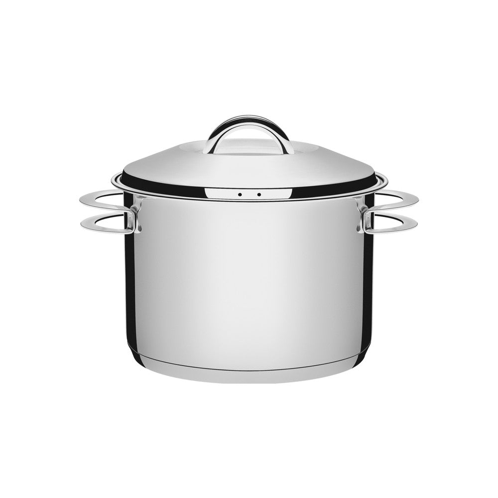 Olla alta Tramontina Solar de acero inoxidable fondo triple con tapa y asas 24 cm 7,8 L