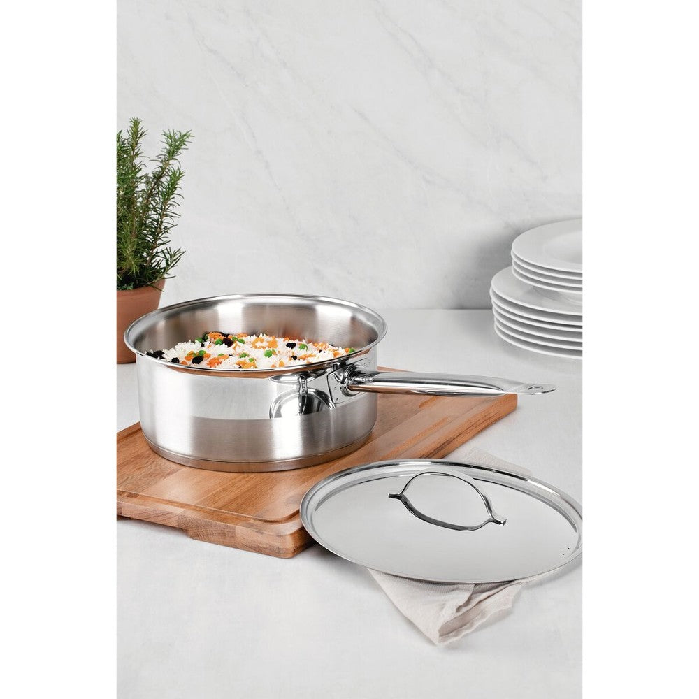 Olla Tramontina Professional de acero inoxidable fondo triple con tapa plana detalle satinado 20 cm 2,9 L