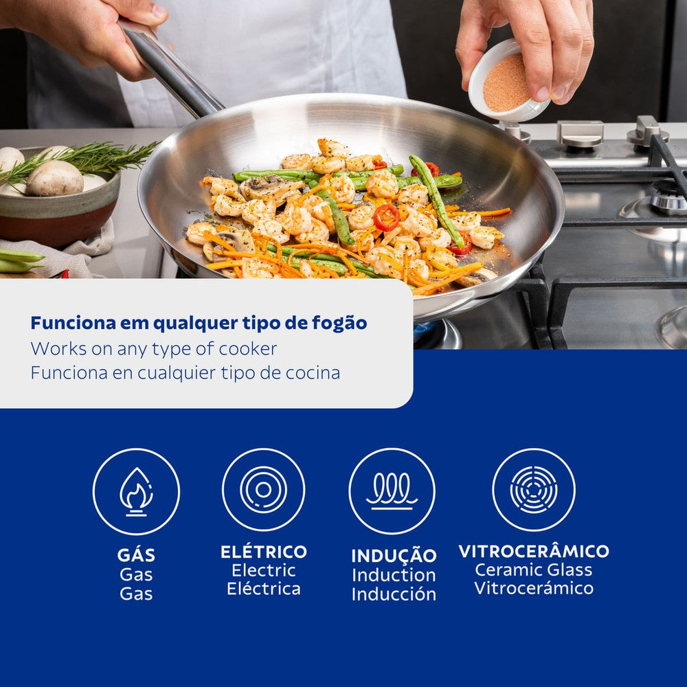 Sartén de Acero Inoxidable 26 cm 2,2L Tramontina Profesional