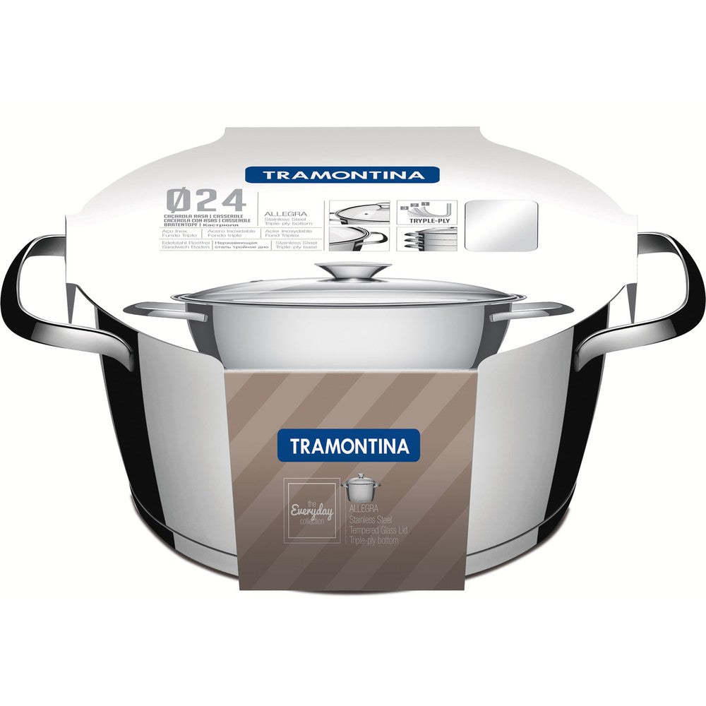 Cacerola de Acero Triple Fondo 24 cm 4,2L Tramontina Allegra