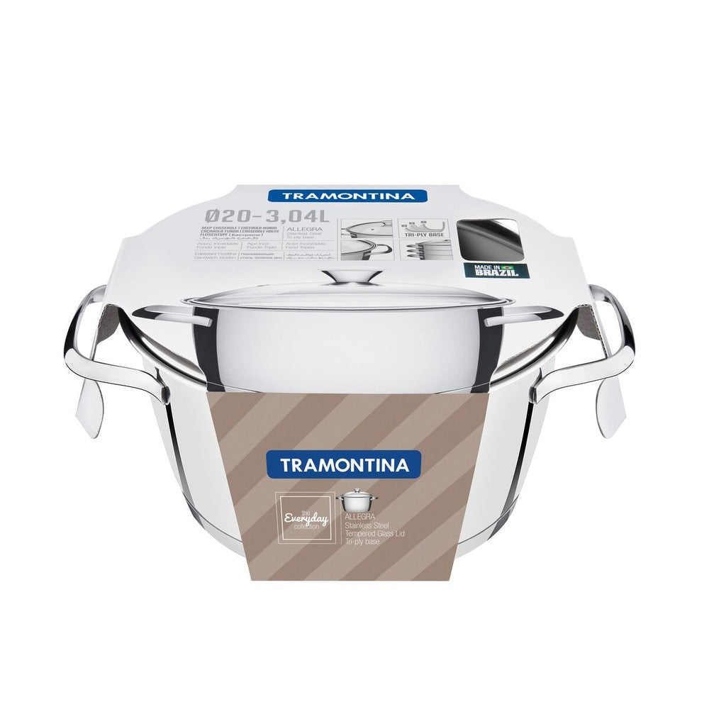 Cacerola de Acero Triple Fondo 20 cm 3,1L Tramontina Allegra