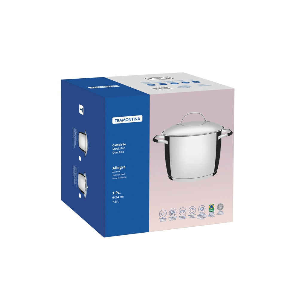 Olla Alta de Acero Triple Fondo 24cm 7,5L Tramontina Allegra