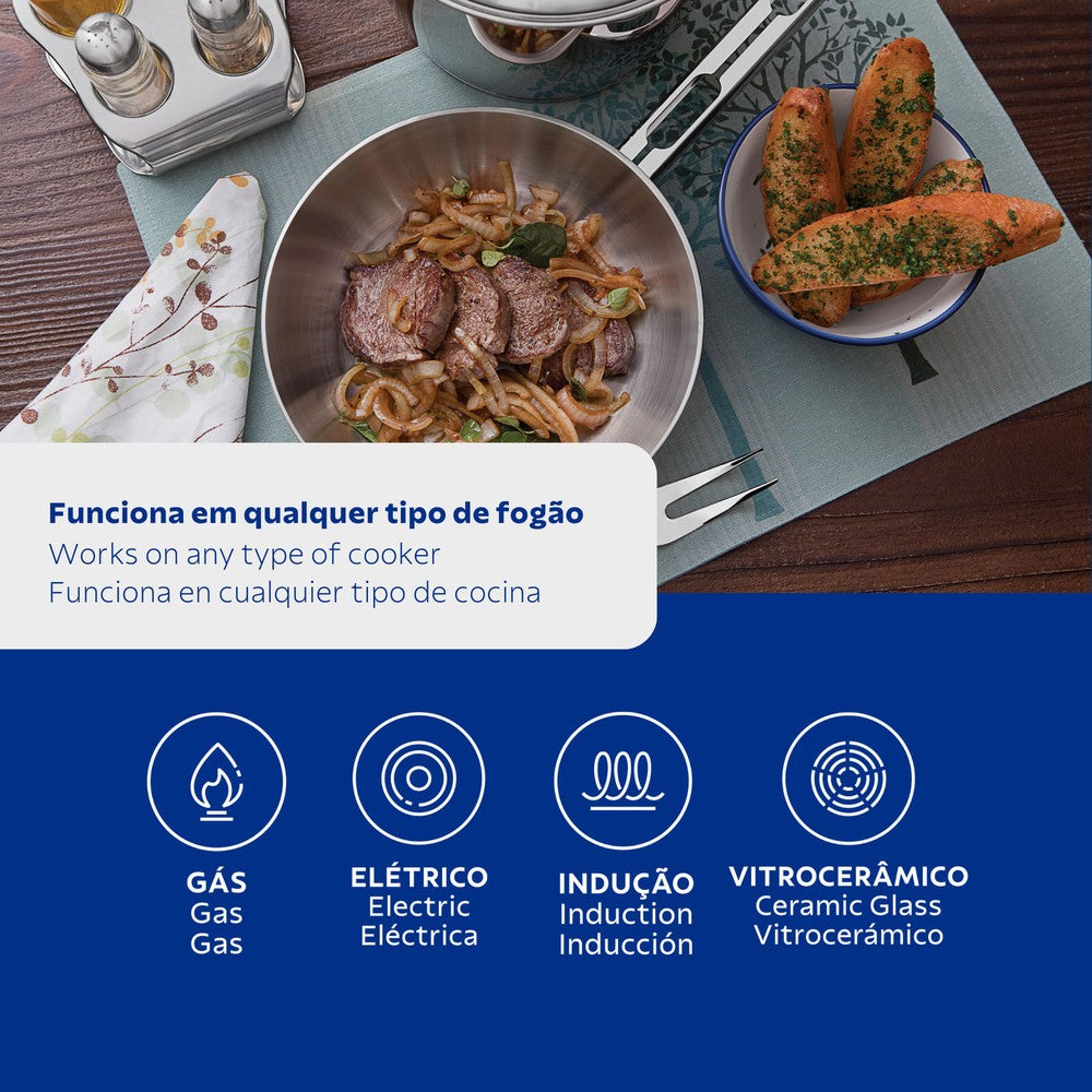 Sartén Allegra de acero inoxidable con fondo triple de 28 cm Tramontina