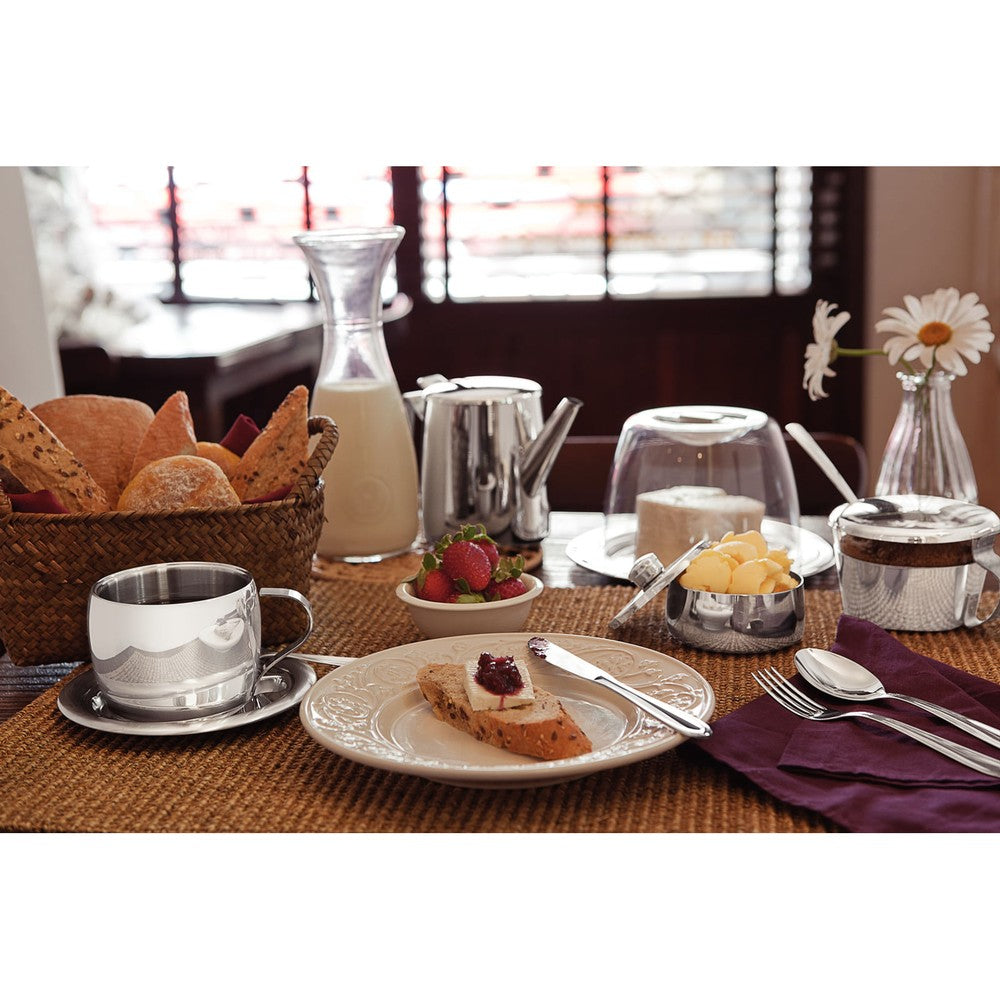 Juego para té y cappuccino Tramontina de acero inoxidable terminación brillante con tazas, platos y cucharas 18 piezas