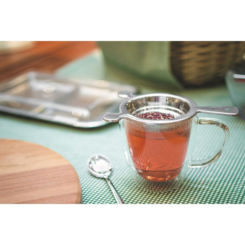 Juego de tazas Tramontina para café y té vidrio doble con asas 2 piezas