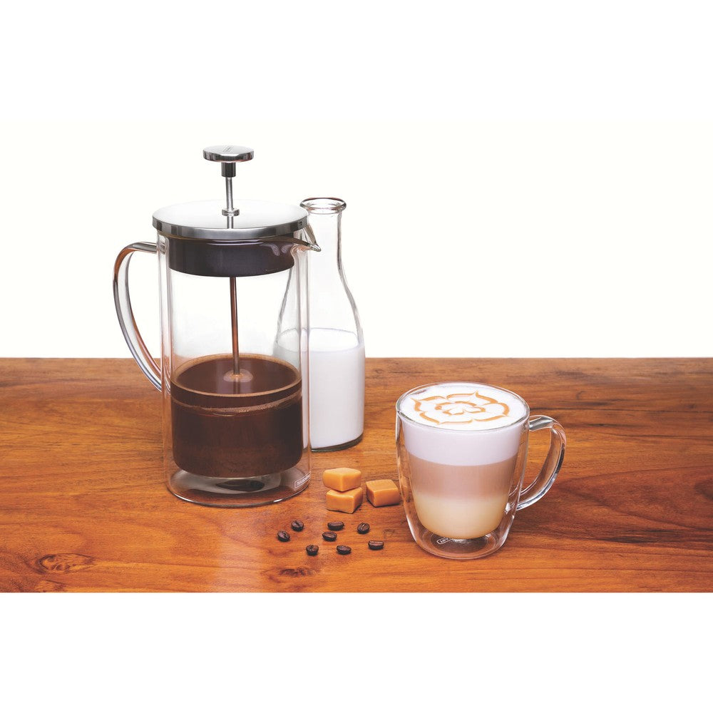 Juego de tazas Tramontina para café y té vidrio doble con asas 2 piezas