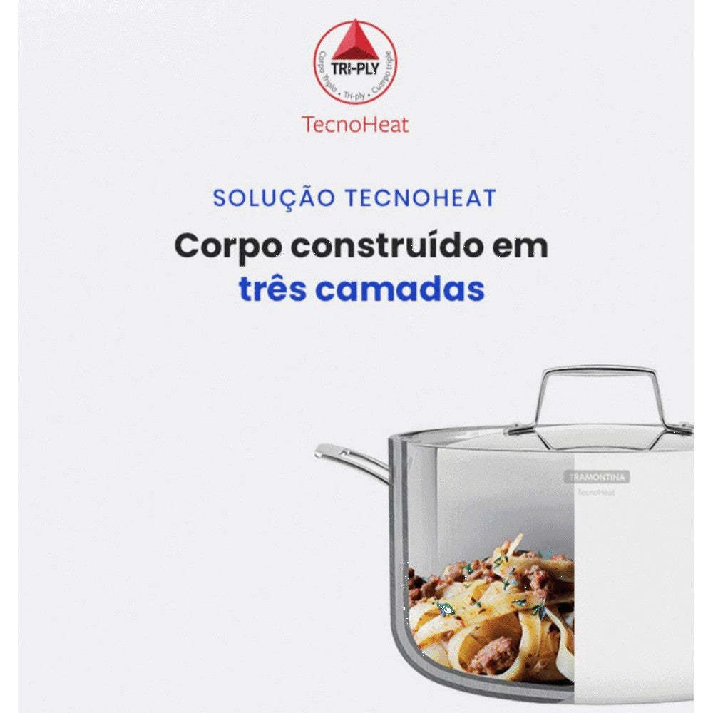 Batería Tramontina Grano de acero inoxidable con cuerpo triple 4 piezas