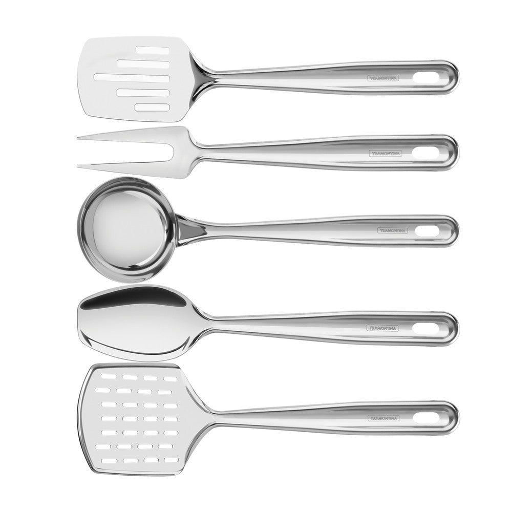 Juego de utensilios Tramontina Extrata de acero inoxidable con soporte de pared 5 piezas