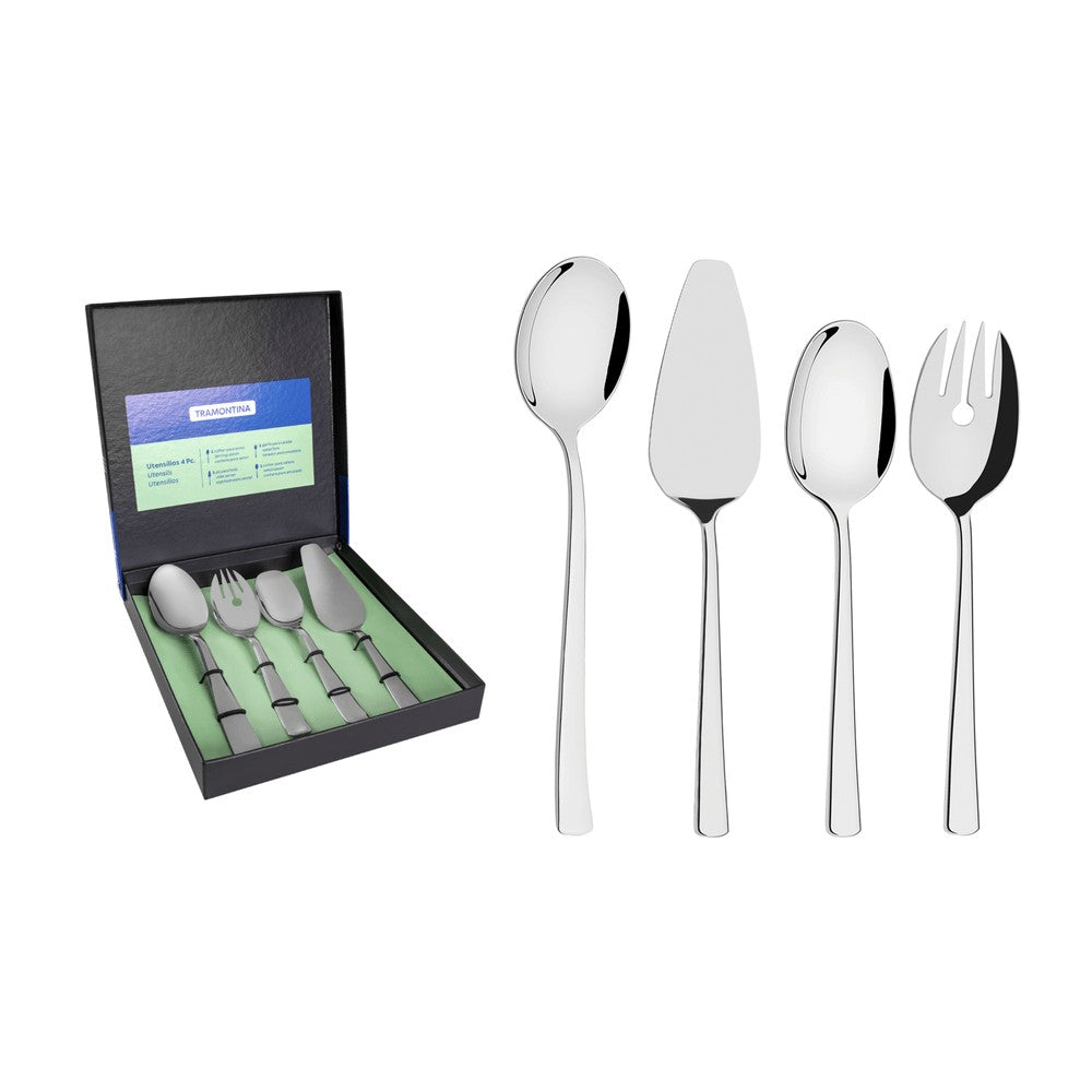 Juego de utensilios de 4 piezas Berlin Brilho Tramontina de acero inoxidable y terminación en alto brillo
