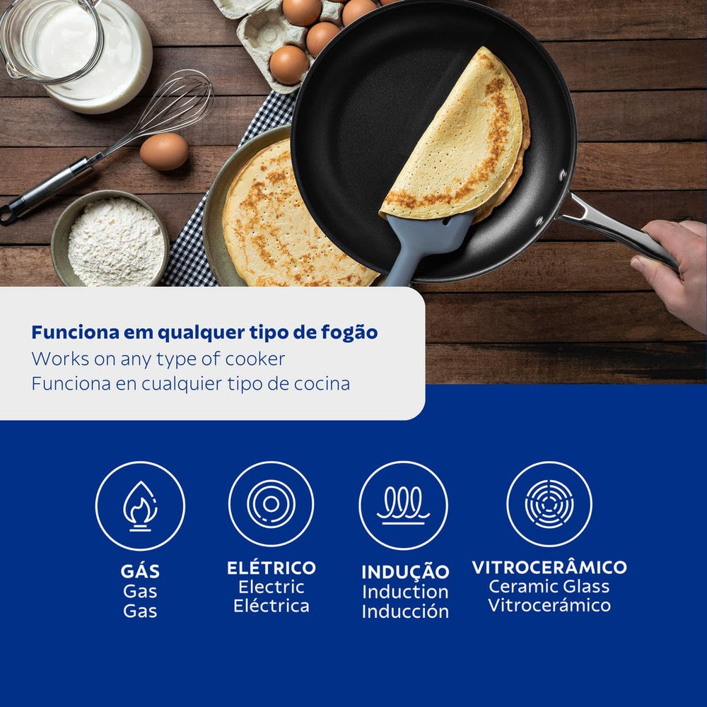 Sartén Tramontina Grano raso de acero inoxidable con cuerpo triple revestimiento interno de antiadherente con mango 20 cm 1,2 L