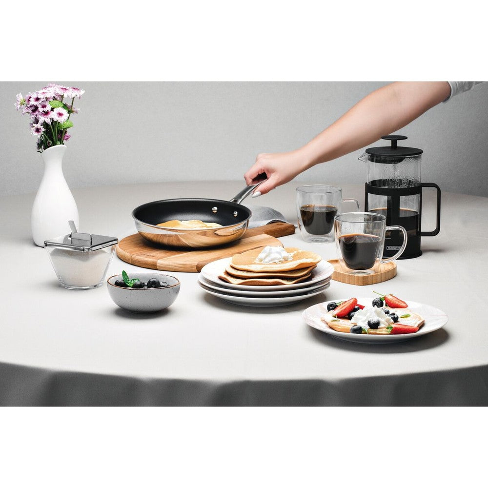 Sartén Tramontina Grano raso de acero inoxidable con cuerpo triple revestimiento interno de antiadherente con mango 20 cm 1,2 L