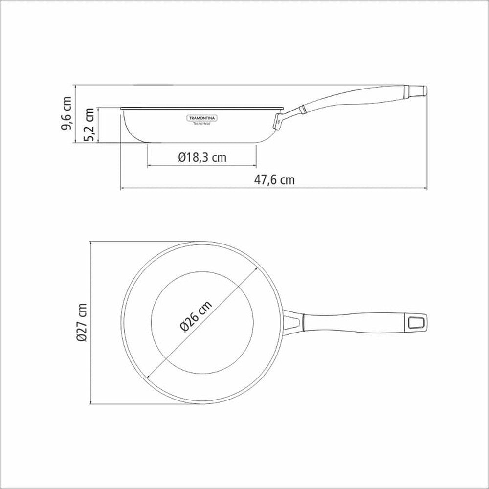 Sartén Tramontina Grano de acero inoxidable con cuerpo triple revestimiento interno de antiadherente con mango 26 cm 2,2 L