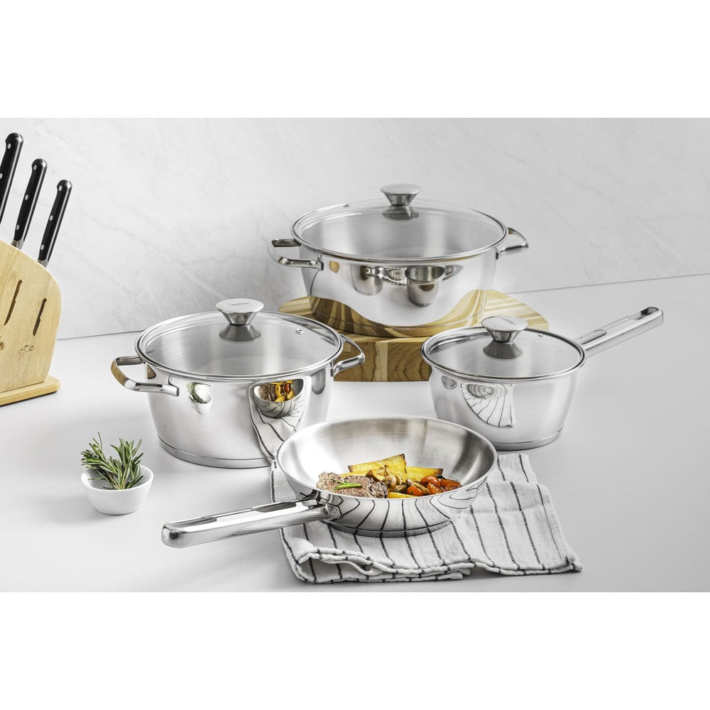 Batería de Cocina 4 Piezas en Acero 18/10 Tramontina Allegra