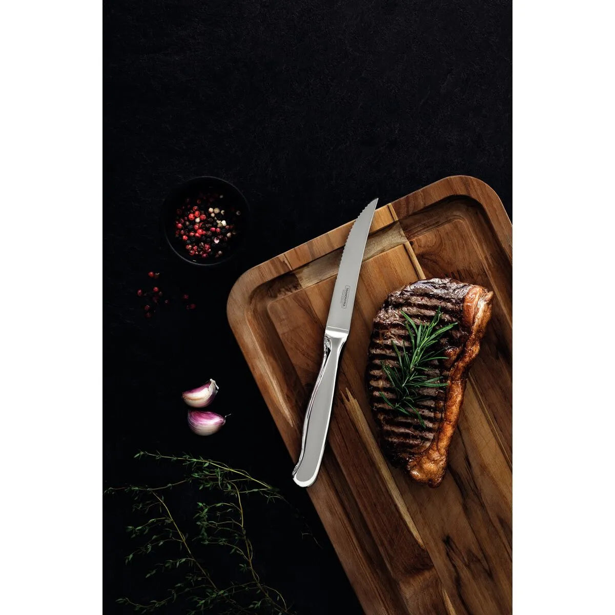 Juego de cubiertos para asado Tramontina Zurique de 12 piezas de acero inoxidable cuchillos jumbo filo dentado y terminación en alto brillo