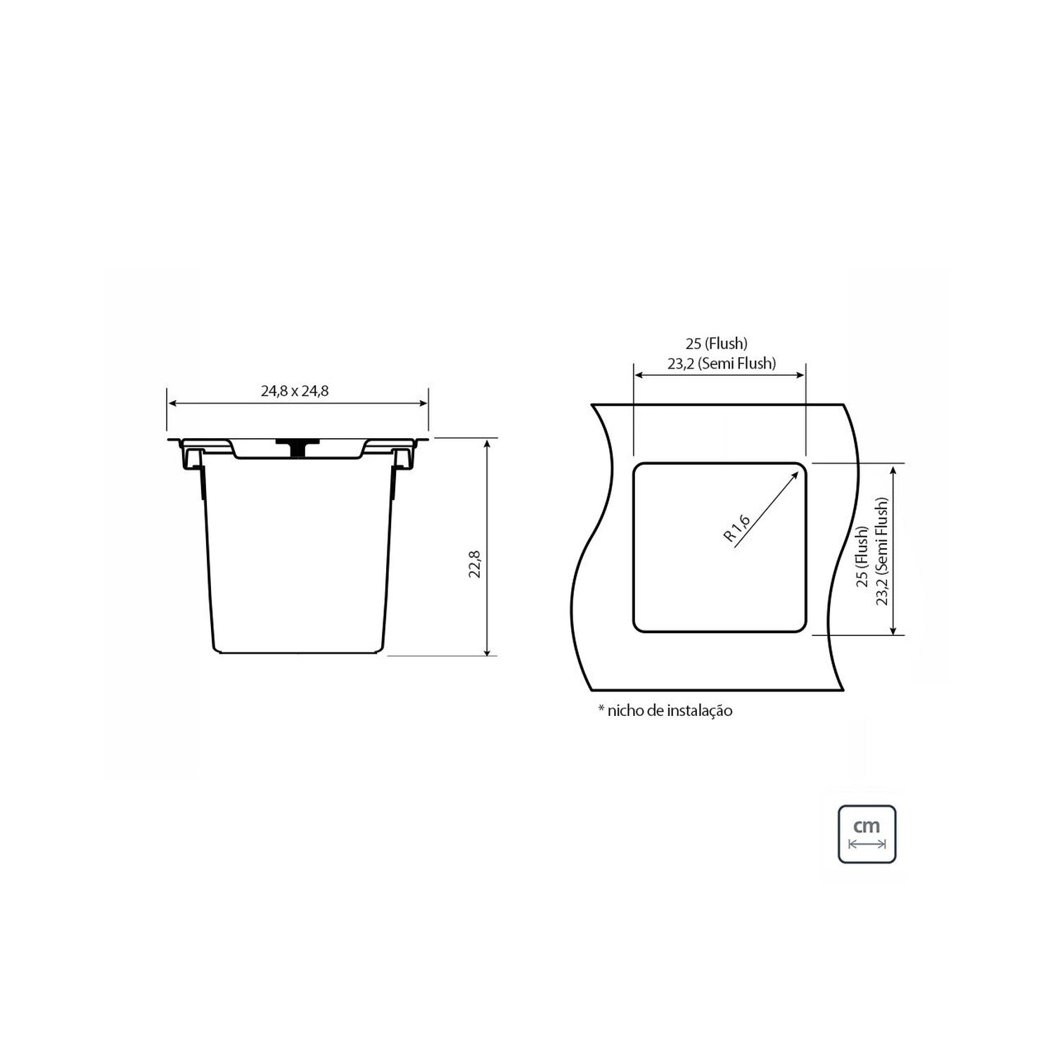 Basurero de empotrar Tramontina Clean Square en acero inoxidable con balde plástico de 5 L - imagen 8