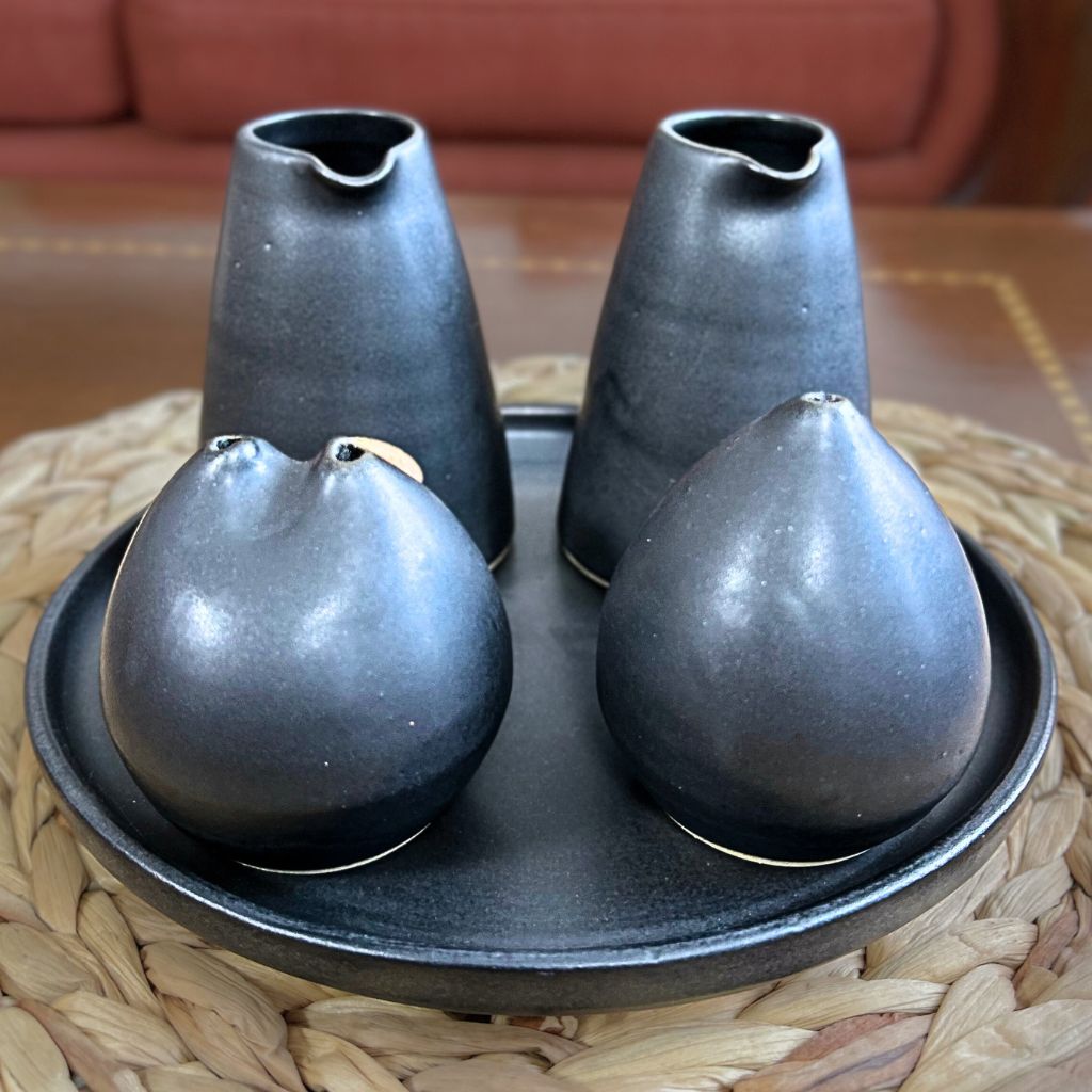 Alcuza 5 piezas Cerámica Gres Negra